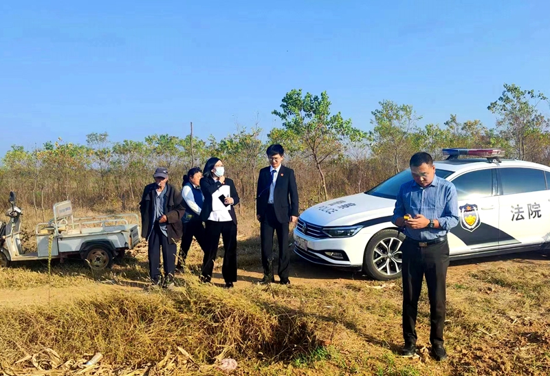 馬陵山法庭承辦法官到田間地頭實(shí)地勘察_副本.jpg
